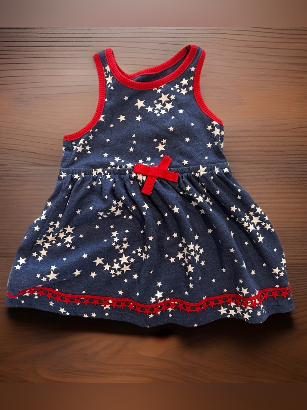 Cat & Jack Navy Blue and Red Star Print Tank Dress